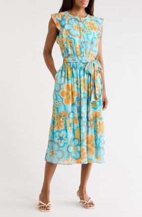 Ramy Brook Elle Floral Cap Sleeve Chiffon Maxi Dress in Retro Daisy Floral at Nordstrom Rack, Size X-Small