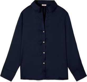 Oltre Satijnen Blouse - Dames - Overhemden - Blauw - S - Satijn - Overhemden