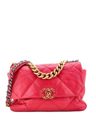 Chanel 19 Flap Bag gewatteerde leren grote crossbodytas - Roze