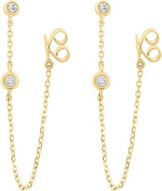 Effy 14K Yellow Gold Diamond Station Threaser Chain Earrings in 14K Gold at Nordstrom
