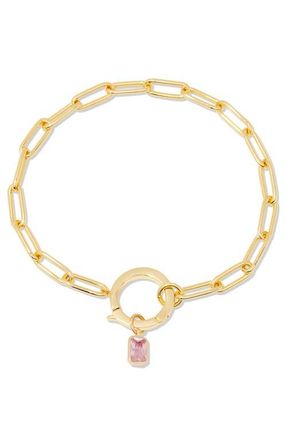 Brook & York Colette Birthstone Paper Clip Chain Bracelet in Gold - October at Nordstrom