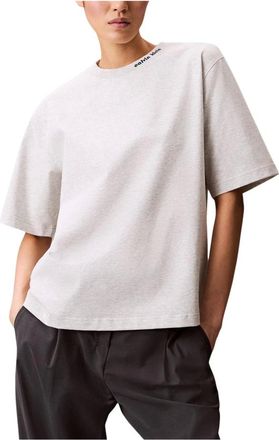 Calvin Klein Jeans Tops, Dames, Grijs, XS, Katoen, A- Cooling Jersey RE