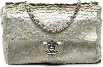 Chanel Borsa a tracolla piccola con battente e paillettes 2011 - Marrone