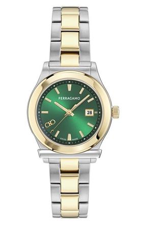 Ferragamo 1927 Two-Tone Bracelet Watch, 33mm in Two Tone at Nordstrom