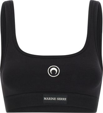 Marine Serre Black Moon Logo Stretched Jersey Sport top