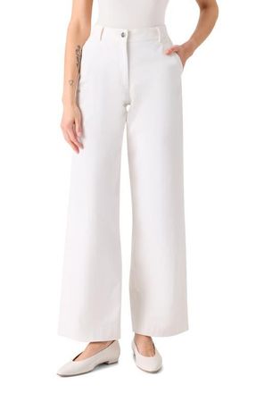 Akris Finnian High Waist Wide Leg Jeans in Ecru at Nordstrom, Size 10