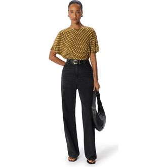 Whistles Ikat Spot Shirred Blouse in Khaki/multi at Nordstrom, Size 10