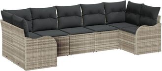 vidaXL Vidaxl - Garden Sofa Set with Cushion 7 pcs Light grey Poly rattan