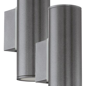 Loops 2 PACK IP44 Outdoor Wall Light Anthracite Zinc Plated Steel 2x 3W GU10 in Metallics