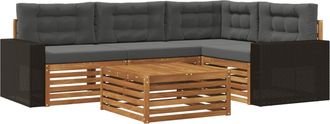 vidaXL Conjunto De Sof&aacute;s De Exterior 5 Uds. Natural Y Antracita Vidaxl
