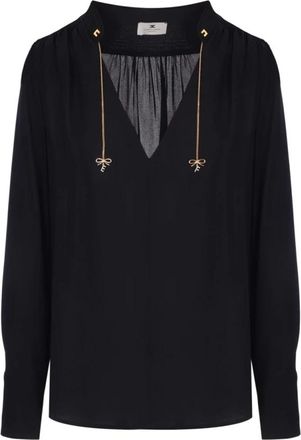 Elisabetta Franchi Zwarte Viscose Top - Dames - Blouses - Zwart - L - Overhemden