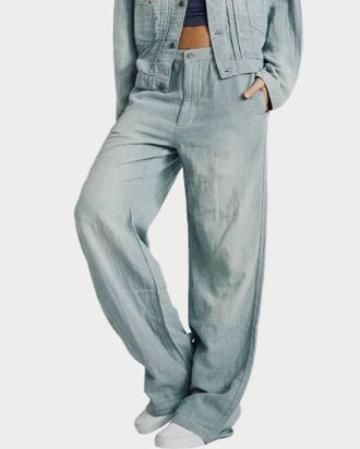 Denimist Teri Wide Leg Chino In Indigo Stripe