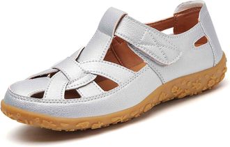 Generic 2026 Comfortable Womens Sandals For Daily Leisure And Outdoor With Closed Toe Design Adjustable Strap Breathable Style Summer (Silver, 6.5)