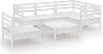 vidaXL 6 Piece Garden Lounge Set Solid Pinewood White Vidaxl