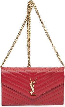 Saint Laurent Pre-owned Womens Classic Cassandre Chain Wallet Shoulder Bag - Red - One Size