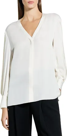 Theory Volume Sleeve Silk Blouse