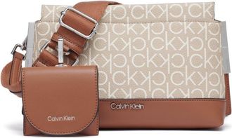 Calvin Klein Women Triple Bianca Three Compartment Crossbody Bag, Vanilla/Khaki/Caramel, One Size