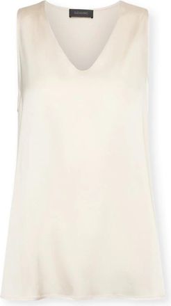 Elena Miro Viscose Satin Top - Dames - Tops zonder mouwen - Wit - M - Satijn - Tops