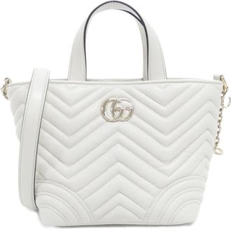 Gucci White Leather Handbag Tote Bag (Pre-Owned)
