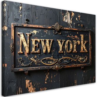 Feeby Impresi&oacute;n De Imagen, Cartel De Nueva York Negro Oro, 120x80