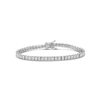 SHYMI Large Square Prong- Set Tennis Bracelet - 18k Gold-Filled, Rhodium-Plated, Cubic Zirconia, Size 7, Day to Night
