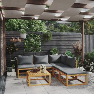 vidaXL Vidaxl - Muebles De Jard&iacute;n 6 Pzas Cojines Madera Maciza De Acacia