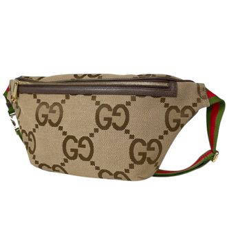 Gucci Beige Brown Gg Canvas Leather Fanny Pack (Pre-Owned)