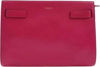 Saint Laurent Pre-owned Clutches, female, Pink, Size: ONE SIZE Pre-owned Leather Clutch