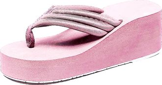 Generic Womens Wedge Sandals with Arch Support Platform Shoes Chunky Heeled Wedges Flip Flops Thong Sandals for Women Summer Beach Slides Slippers Red