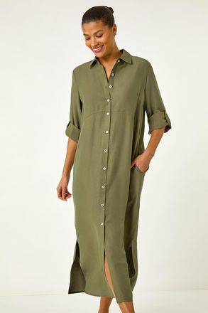 Roman Button Through Midi Shirt Dress