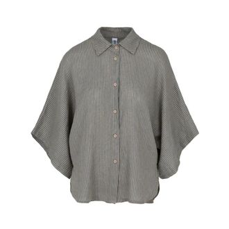 Bomboogie Shirts, female, Gray, Size: XS Linen Shirt
