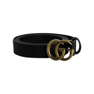 Gucci Pre-owned GG Marmont Buckle Belt 75 - Dames - Pre-owned - Zwart - Maat: ONE Size Leer