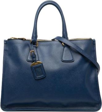 Prada Pre-owned Tote Bags, female, Blue, Size: ONE SIZE Pre-owned Saffiano Satchel