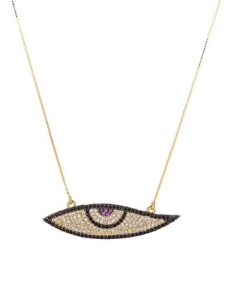 Eyecandy LA Eye Candy La The Luxe Collection Silver Cz Evil Eye Necklace