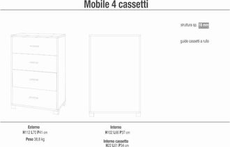 Milani Home Milani Home - nik - cassettiera con 4 cassetti