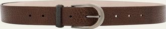 Brunello Cucinelli Calf Leather Belt W/ Brass Buckle