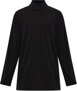 Yohji Yamamoto T-shirt met coltrui - Heren - Longsleeves - Zwart - L - Katoen - Tops