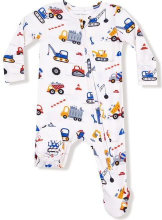 Angel Dear Crayon Construction Print Footie in White/Gray at Nordstrom, Size Newborn