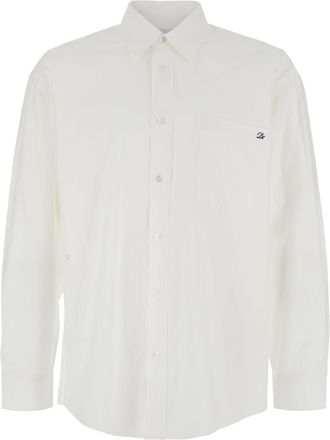 Dunst White Shirt With Patch Pocket On The Front And Embroidered Logo In Cotton Poplin Man