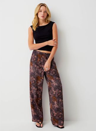 Icone Womens Printed drawstring-waist wide-leg pant