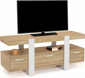 IDMarket Idmarket - Porta Tv Phoenix Da 116 Cm Con Cassetti In Legno E Bianco