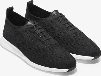 Cole Haan Womens 2.zer&oslash;grand Wingtip Oxford Shoes In Black Knit/optic White
