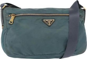Prada Pre-owned Cross Body Bags, female, Green, Size: ONE SIZE Pre-owned Vintage Nylon Cross Body Bag