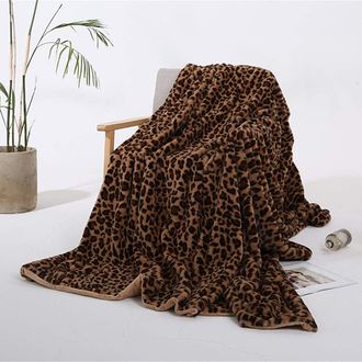 OEM Manta De Microfibra De 200x160 Cm, Estampado 3d De Leopardo Marr&oacute;n, Suave Para Sof&aacute;/ni&ntilde;o