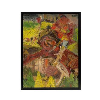 Artery8 Lumberjack Abstract Portrait Kubincan Black Framed Canvas Art Print | Size: W24 x H32