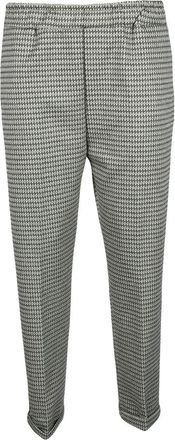 Think Cropped Tapered Pants With Subtle Houndstooth Pattern