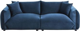 Beliani Beliani - Modern 3 Seater Velvet Sofa with Scatter Cushions Dark Blue Upholstery Luvos