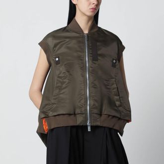 sacai Khaki green nylon vest