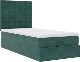 vidaXL Vidaxl - Estructura De Cama Otomana Colchones Terciopelo Verde Oscuro
