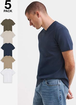 Jacamo 5 Pack Multi V Neck T-Shirts Long